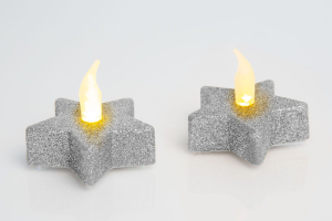 LED-es teamécses CSILLAG alakú ezüst színű 2 db / bliszter