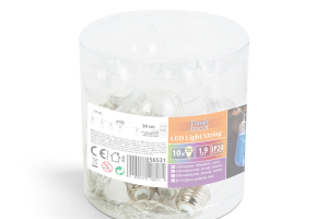 LED fényfüzér - Villanykörte - 10 LED - 1,9 méter - színes - 2 x AA