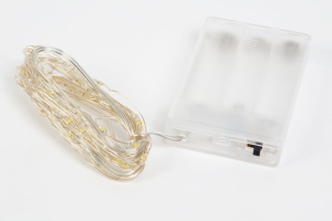 LED fényfüzér - 5 m - 50 LED - melegfehér - 3 x AA