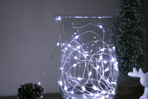 LED fényfüzér - 5 m - 50 LED - hidegfehér - 3 x AA