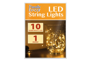 LED fényfüzér - 10 db melegfehér LED - 1 m - 2 x AA