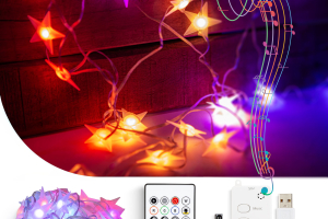 Smart fényfüzér - csillag - zene mód - USB - 25 RGB LED - 5 m - Bluetooth