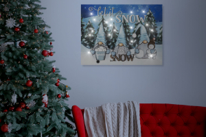 LED-es fali hangulatkép - "Let it snow" - 2 x AA, 40 x 30 cm