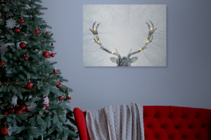 LED-es fali hangulatkép - rénszarvas - 2 x AA, 40 x 30 cm