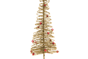 Karácsonyi, glitteres, fém karácsonyfa - 28 cm - arany