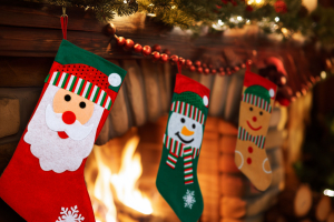 Karácsonyi csizma - 42 x 24,5 cm - textil - 3 féle