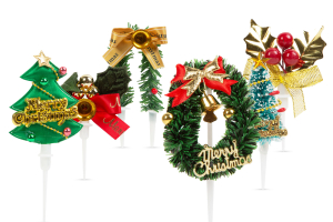 Karácsonyi 3D tortadekor - 10 cm - 2 féle - 3 db / csomag