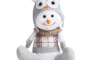 Karácsonyi hóember dekor - baglyos sapkában - 30 x 20 x 14 cm