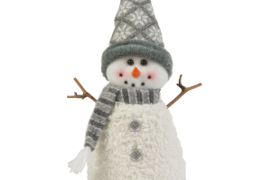 Karácsonyi hóember dekor - bot kezekkel, sapkában - 35 x 22 cm