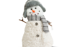 Karácsonyi hóember dekor - bot kezekkel, sapkában - 35 x 22 cm