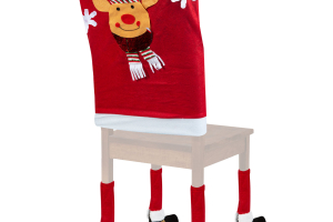 Karácsonyi székdekor szett - Rénszarvas - 50 x 60 cm - piros/fehér
