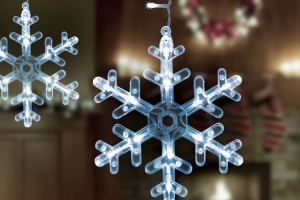 LED-es fényfüggöny - hópehely - 3 x 0,75 m - 224 hidegfehér LED - IP44