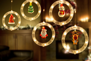 LED-es fényfüggöny - mikulás - 1,8 x 0,5 m - 125 melegfehér LED