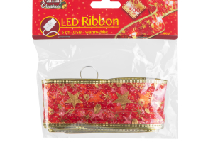 Karácsonyi LED-es szalag - piros - 5 m x 5 cm - 50 LED - USB