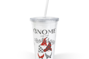 Karácsonyi pohár - szívószállal, tetővel - 473 ml - műanyag