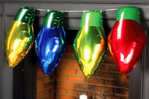 Karácsonyi dekoráció - lufi - klasszikus izzó - 26 x 43 cm - 4 db / csomag