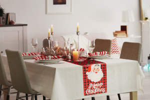 Karácsonyi dekoráció - asztalterítő futó - Mikulás - 183 x 33 cm