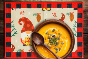 Karácsonyi tányéralátét - manó - 46 x 32 cm