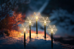 Karácsonyi lámpa - 5 LED - jégkristály - 34,5 cm - melegfehér - 3 X AA