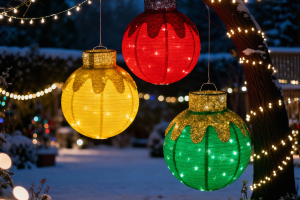 Világító dekoráció - gömbdísz - 60 LED - 60 x 83 cm - arany - 100-200V AC