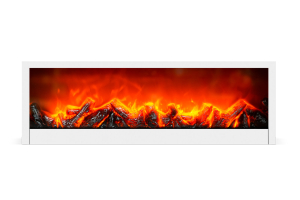 Kandalló LED-es lánghatással - fehér - elemes / USB-s - 60 x 10 x 20 cm